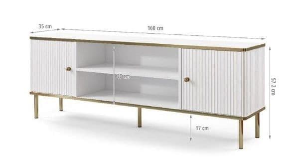 The Luxurious TV unit in White with Gold Detailing