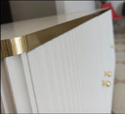 The Luxurious TV unit in White with Gold Detailing - Lavish Kitchen Isle