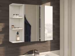 Lavish Kitchen Isle Ancini 600mm white and mirrored 2-door wall-mounted bathroom cabinet with sleek storage design