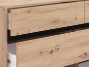 Oak Effect Wide Chest of Drawers – 6 Large Storage Drawers