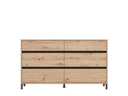 Oak Effect Wide Chest of Drawers – 6 Large Storage Drawers