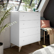Arctic White 4 Drawer Chest – Modern Compact Bedroom Storage Unit