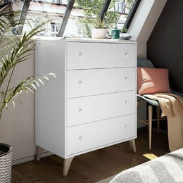 Arctic White 4 Drawer Chest – Modern Compact Bedroom Storage Unit