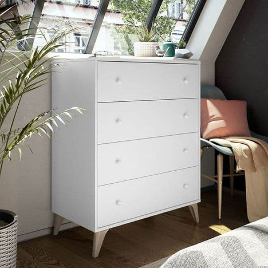 Arctic White 4 Drawer Chest – Modern Compact Bedroom Storage Unit