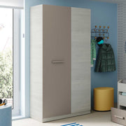 White and grey ash 2-door wardrobe by Lavish Kitchen Isle, modern bedroom storage with sleek design and ample space.