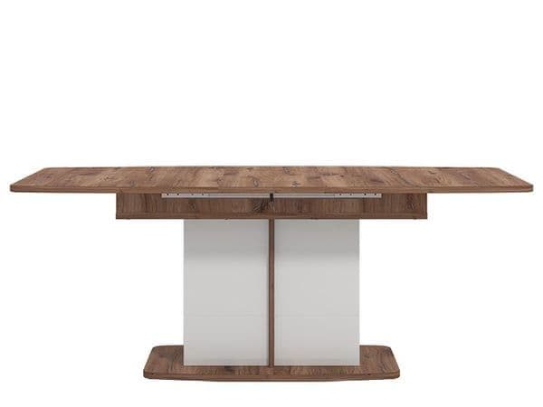 Opaline Dining Table Kitchen Furniture Modern White Gloss And Warm Oak Effect 160cm Wide Extending Rectangular Table