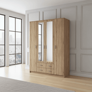 Lavish Kitchen Isle Sonoma Oak Effect 4-door wardrobe with 2 drawers, stylish bedroom storage solution, wood finish, modern design