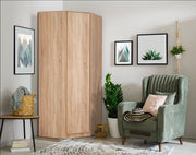 Lavish Kitchen Isle Miami Sonoma Oak Effect Corner Wardrobe with 1 door, hanging rail, and shelves in a modern oak finish.
