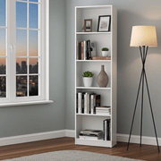 Lavish Kitchen Isle Niss Arctic White five-tier shelving unit with sleek, elegant design for storage and display.