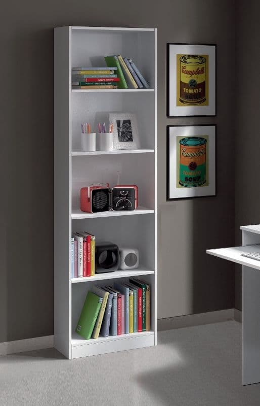 Niss Arctic White Shelving Storage Book Shelves  Bookcase Unit - Sleek and Elegant Five Tier