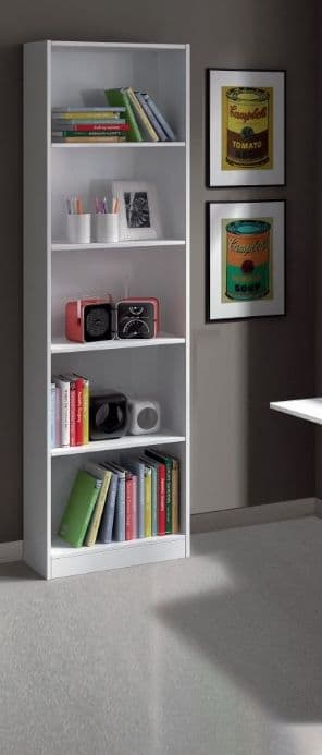 Niss Arctic White Shelving Storage Book Shelves  Bookcase Unit - Sleek and Elegant Five Tier