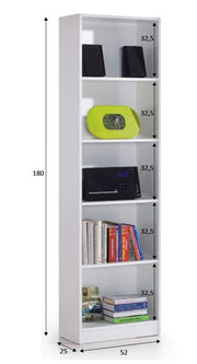 Lavish Kitchen Isle Niss Arctic White five-tier shelving bookcase with sleek design, perfect for storing books and decor.