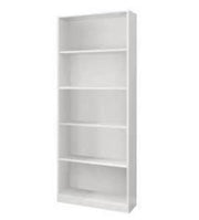 Large Arctic White Lavish Kitchen Isle bookcase with 5 open shelves, ideal for modern home or office storage and organization.