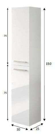Lavish Kitchen Isle Lano White Gloss Floating Cupboard with 2 doors, wall-mounted bathroom storage unit, sleek modern design