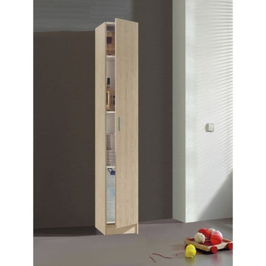 Oak Effect Narrow Storage Cupboard 37cm Wide Multi-Purpose Cabinet with Adjustable Shelves