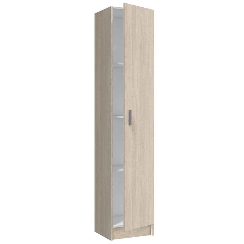 Oak Effect Narrow Storage Cupboard 37cm Wide Multi-Purpose Cabinet with Adjustable Shelves