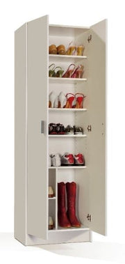 Wide White Sideboard Cabinet with 2 Doors and 8 Compartments Storage Unit for Living and Dining Room Furniture - Lavish Kitchen Isle