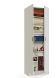 Wide White Sideboard Cabinet with 2 Doors and 8 Compartments Storage Unit for Living and Dining Room Furniture - Lavish Kitchen Isle