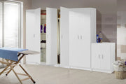 Lavish Kitchen Isle white wide storage cupboard with three doors and adjustable shelves, ideal for kitchen or utility use.