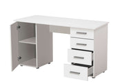 Lavish Kitchen Isle Aether Matt White Desk with 4 drawers and cupboard, ideal for home office, study, or workspace.