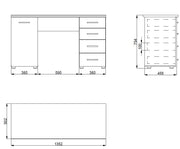 Lavish Kitchen Isle Aether Matt White desk with four drawers and storage cupboard, ideal for home office or study workspace.