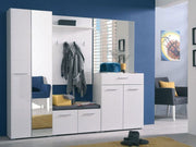 White mirrored wardrobe with oak effect finish, 60cm wide, featuring shelves and hanging rail from Lavish Kitchen Isle.