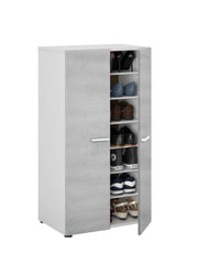 Lavish Kitchen Isle Zephyr grey and white 6-shelf shoe cabinet for 12-21 pairs, with organized shoe storage and modern design.