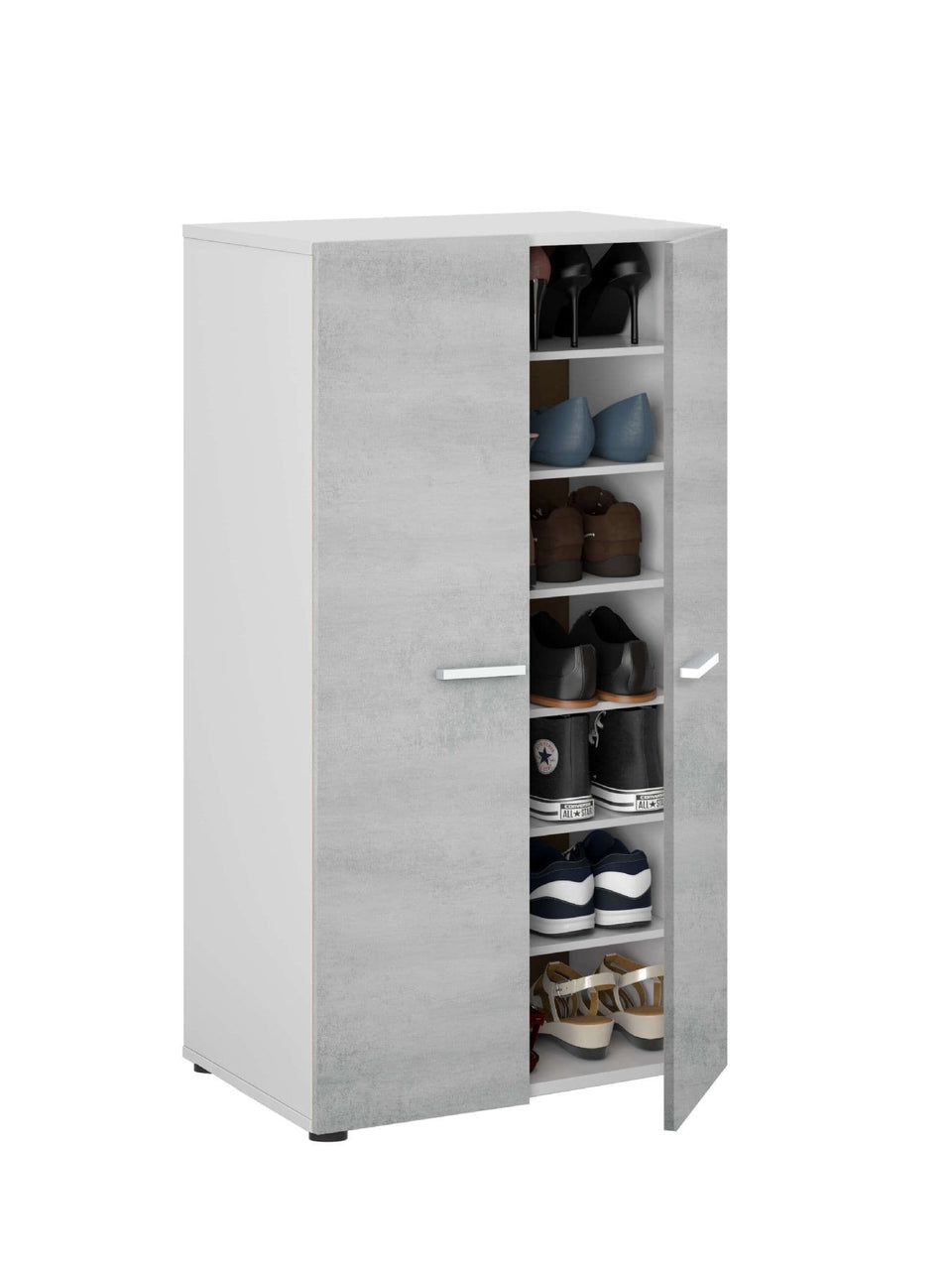 Zephyr Grey and White Shoe Cabinet – 6-Shelf Shoe Rack Storage Stand for 12-21 Pairs