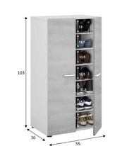 Lavish Kitchen Isle Zephyr grey and white shoe cabinet with 6 shelves, designed for 12-21 pairs of shoes, storage stand.