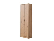 Lavish Kitchen Isle tall oak effect shoe storage cabinet with 6 shelves and 2 doors for organized footwear storage.