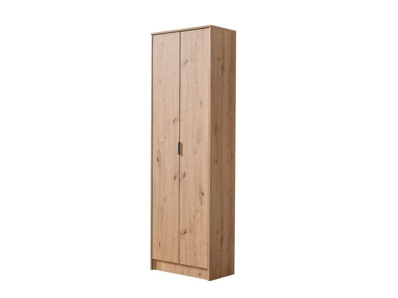 Swold 60cm Wide Oak Effect Shoe Storage Cabinet Tall Shoe Rack Organiser with Doors & Shelves Tall Multipurpose Cupboard