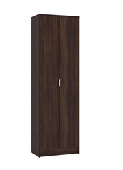 Dark brown Swold 2-door wardrobe with shelves and compartments, tall multi-purpose storage cupboard by Lavish Kitchen Isle