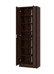 Dark brown Swold 2-door wardrobe with shelves and compartments for versatile storage, made by Lavish Kitchen Isle.
