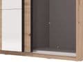 Oak effect sliding wardrobe with mirror, hanging rail, and adjustable shelves, 145 cm space-saving wardrobe by Lavish Kitchen Isle