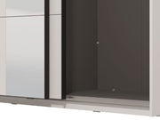 White sliding wardrobe with mirror, 145cm storage, hanging rail, and shelves, ideal for bedroom furniture by Lavish Kitchen Isle