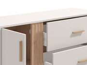 Lagdu Cashmere and Oak Effect Chest of Drawers by Lavish Kitchen Isle, 3 drawers and 1 cupboard with stylish finish