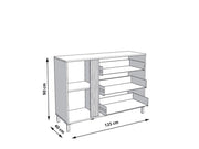 Lavish Kitchen Isle Lagdu cashmere and oak effect chest of drawers with 3 drawers and 1 cupboard, modern storage furniture.