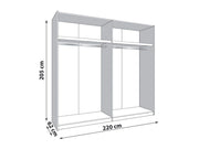 Large mirrored sliding door wardrobe in Cashmere and Artisan Oak effect, 220cm by Lavish Kitchen Isle.