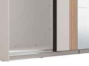 Large mirrored sliding door wardrobe in Cashmere and Artisan Oak Effect with 220cm width, by Lavish Kitchen Isle.