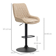 Set of 2 HOMCOM upholstered retro bar stools with adjustable height, swivel seat, and backrest for stylish seating.