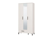White 3-door mirrored wardrobe by Lavish Kitchen Isle, space-saving tall storage with mirrored doors for small rooms