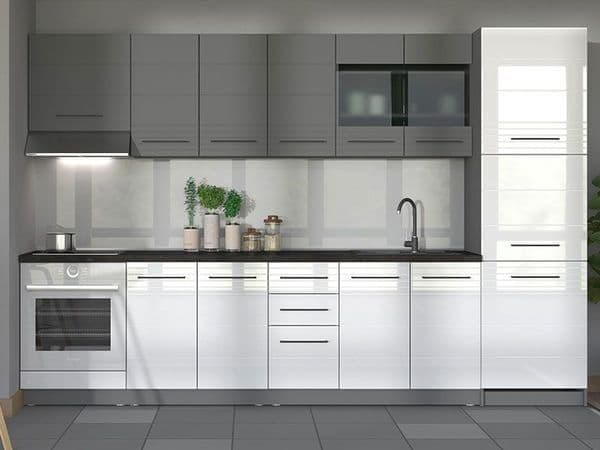 Harbour White Gloss and Grey 200cm Kitchen Units