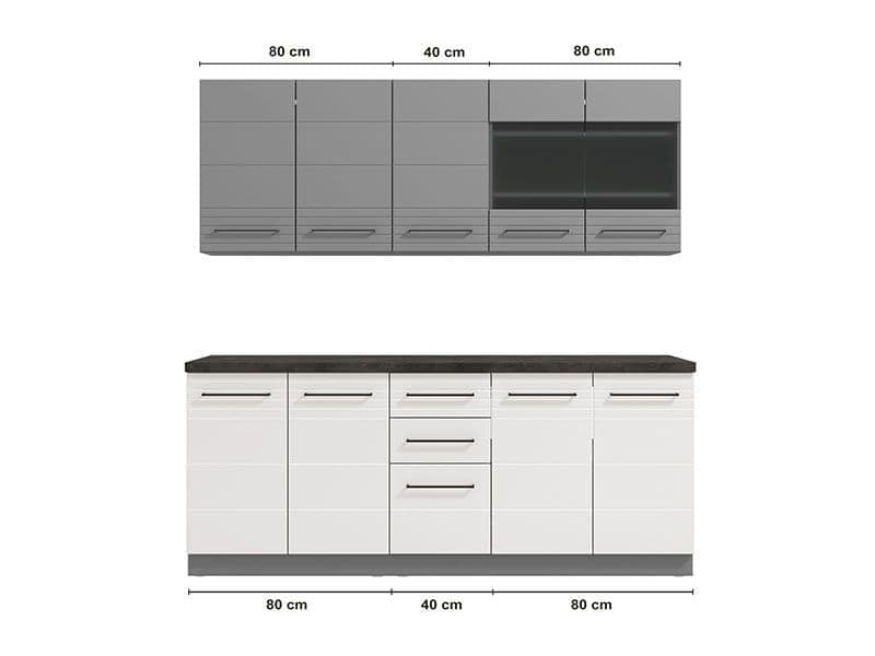 Harbour White Gloss and Grey 200cm Kitchen Units