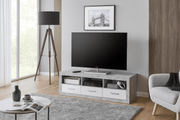 Large grey and white gloss TV cabinet from Lavish Kitchen Isle with sleek modern design and ample storage space.