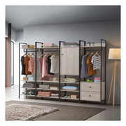 Open Wardrobe with 4 Shelves Wardrobe Storage with Hanging Rail and Shelving Small Space - Lavish Kitchen Isle