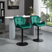 Set of 2 Adjustable Velvet Bar Stools Stylish Breakfast Stools for Kitchen, Home Bar, and Café with Footrest - Lavish Kitchen Isle