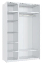 White High Gloss 3 Door Mirrored Wardrobe – Modern Bedroom Storage with Hanging Rail & Shelves