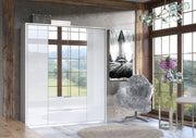 White High Gloss 4 Door 2 Drawer Mirrored Wardrobe – Modern Bedroom Storage with Shelves & Rails