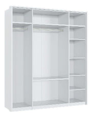 White High Gloss 4 Door 2 Drawer Mirrored Wardrobe – Modern Bedroom Storage with Shelves & Rails
