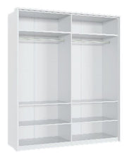 White High Gloss 4 Door Mirrored Wardrobe – Modern Bedroom Storage with Shelves & Rails